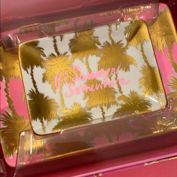 NWB 🐝 Lily Pulitzer Pink Palm Tree Trinket Tray - Picture 5 of 8